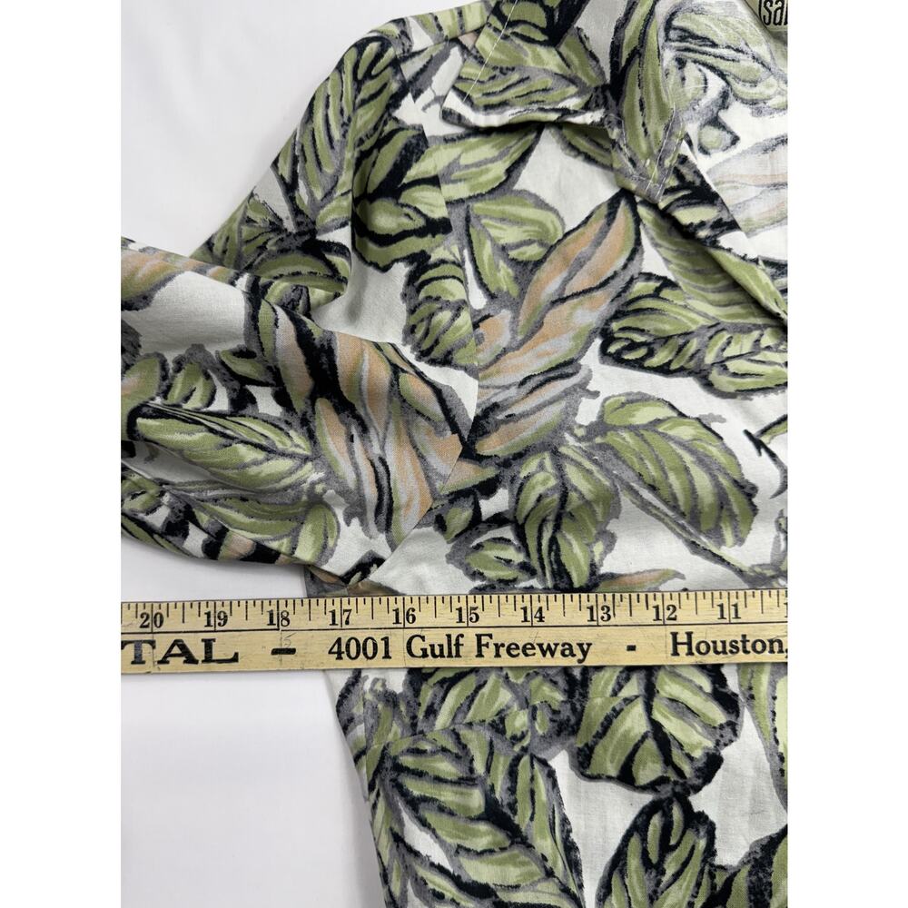 Isabel Riera leaf-print maxi dress Sz M button-down front bell sleeves MSRP$450 - Picture 10 of 11